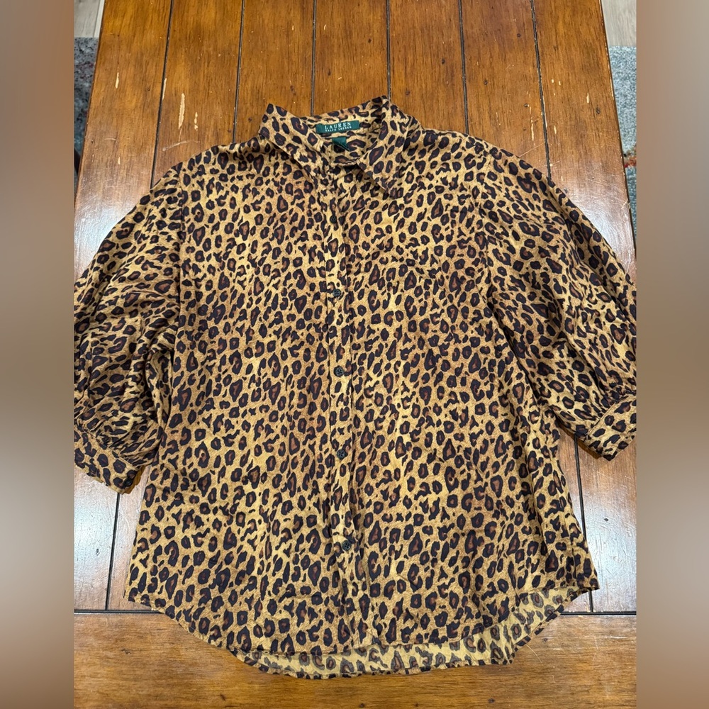 Preowned Lauren Ralph Lauren Animal Print Blouse Size L